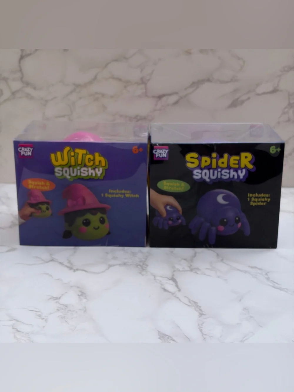 Lot of 2: RMS Crazy Fun Halloween Spider & Witch Squishy Sensory Fidget Toy New